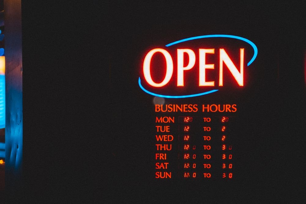 LED open sign at night