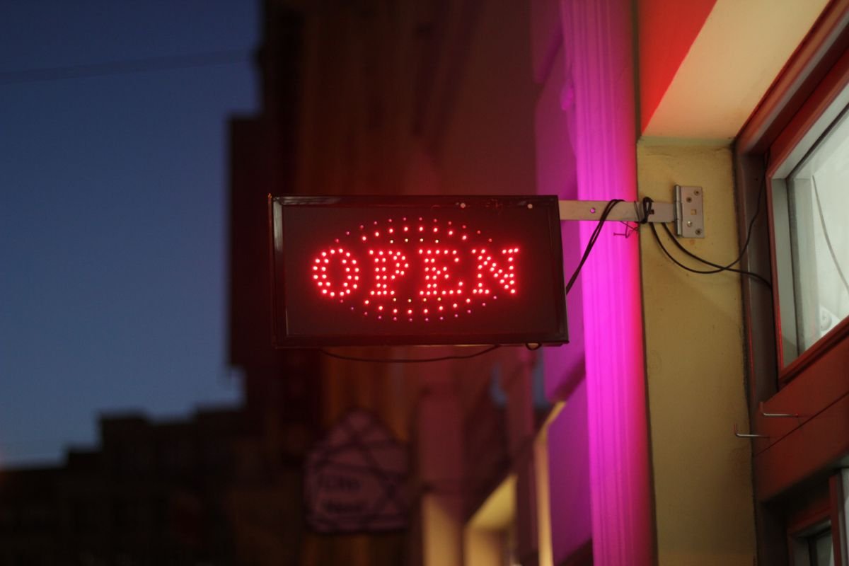 Glow sign board at night